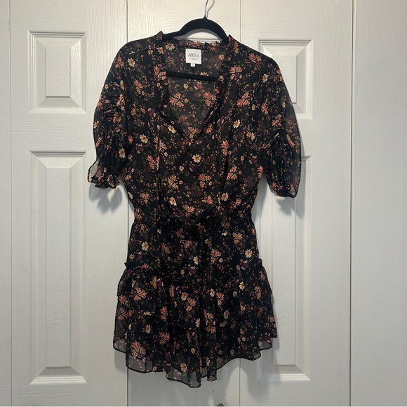 Misa Los Angeles Black Floral Mini Dress - Picture 1 of 6
